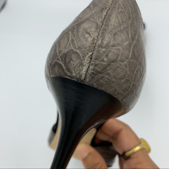 Giuseppe Zanotti Green Croc Leather & Velvet Pumps - Picture 13 of 16